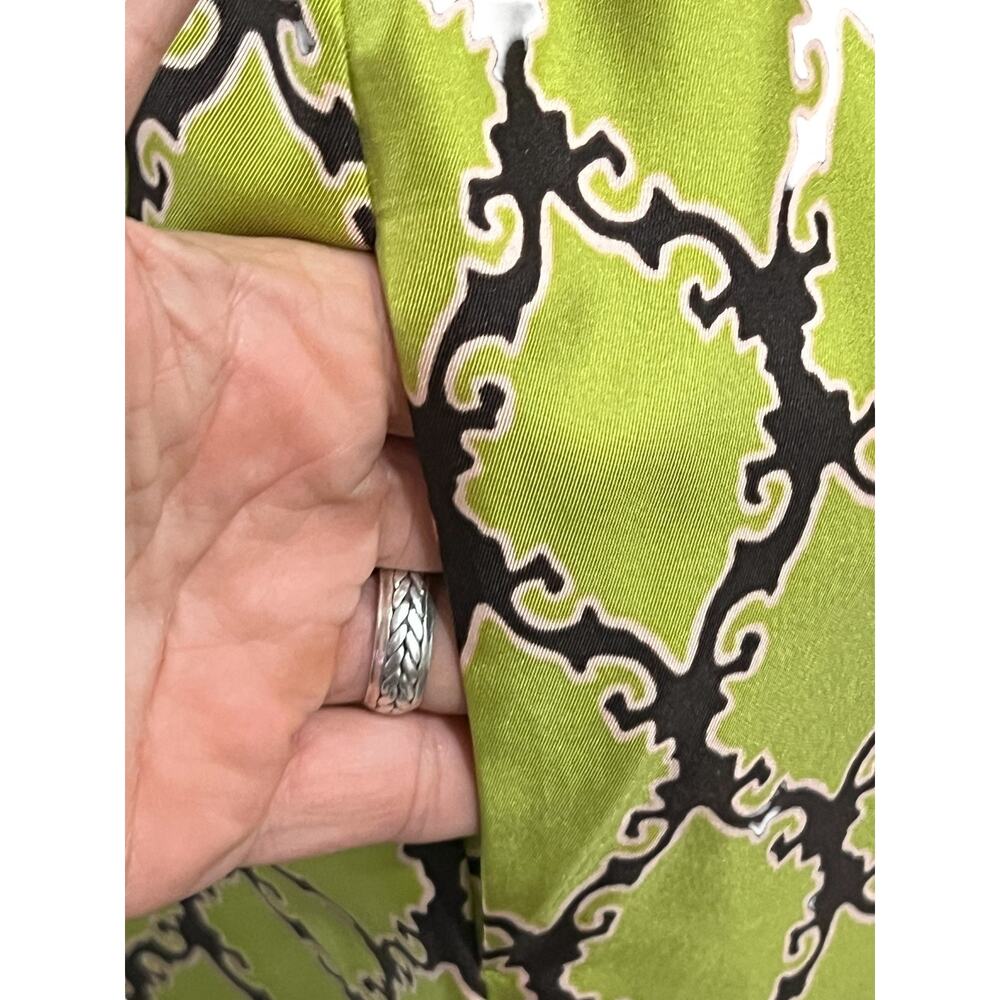 Kate Spade Green Silk Midi Lined Dress 8 Marie Sleeveless Tiles Damask Print - Picture 5 of 9